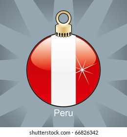 fully editable vector illustration of isolated peru flag in christmas bulb shape