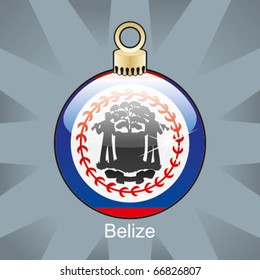 fully editable vector illustration of isolated belize flag in christmas bulb shape