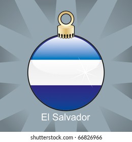 fully editable vector illustration of isolated el salvador flag in christmas bulb shape