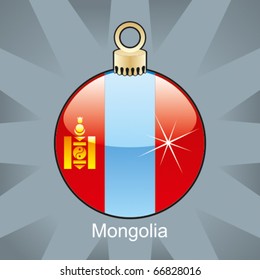 fully editable vector illustration of isolated mongolia flag in christmas bulb shape