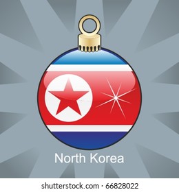 fully editable vector illustration of isolated north korea flag in christmas bulb shape