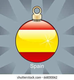 fully editable vector illustration of isolated spain flag in christmas bulb shape