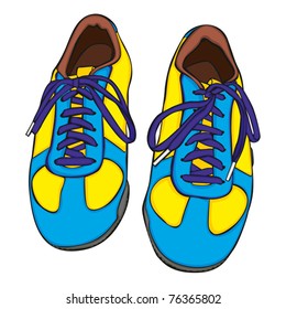 fully editable vector illustration of isolated shoes