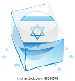 fully editable vector illustration of israel button flag frozen in ice cube