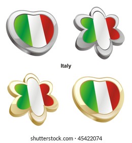 fully editable vector illustration of italy flag in heart and flower shape