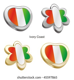 fully editable vector illustration of ivory coast flag in heart and flower shape