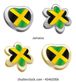 fully editable vector illustration of jamaica flag in heart and flower shape