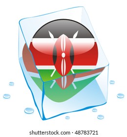 fully editable vector illustration of kenya button flag frozen in ice cube