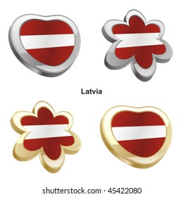 fully editable vector illustration of latvia flag in heart and flower shape