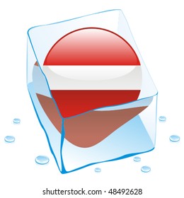 fully editable vector illustration of latvia button flag frozen in ice cube