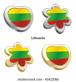 fully editable vector illustration of lithuania flag in heart and flower shape