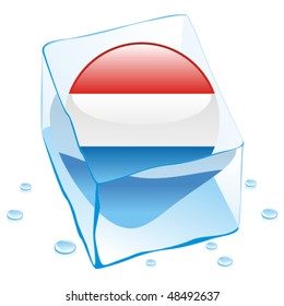 fully editable vector illustration of luxembourg button flag frozen in ice cube