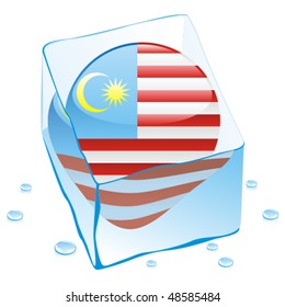 fully editable vector illustration of malaysia button flag frozen in ice cube