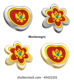 fully editable vector illustration of montenegro flag in heart and flower shape
