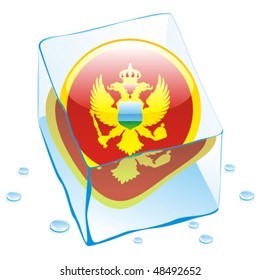 fully editable vector illustration of montenegro button flag frozen in ice cube