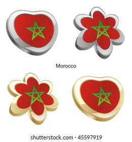 fully editable vector illustration of morocco flag in heart and flower shape