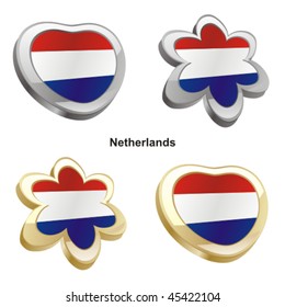 fully editable vector illustration of netherlands flag in heart and flower shape