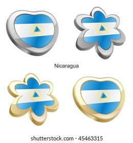 fully editable vector illustration of nicaragua flag in heart and flower shape