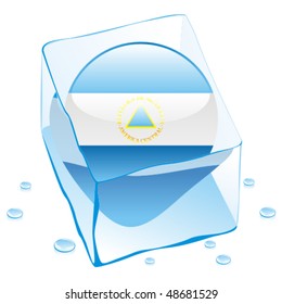 fully editable vector illustration of nicaragua button flag frozen in ice cube