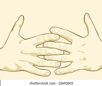 Fully editable vector illustration of a pair of hands