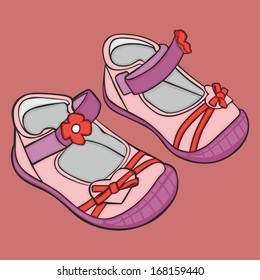 fully editable vector Illustration of a pair of girl shoes