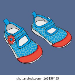 fully editable vector Illustration of a pair of girl shoes