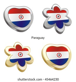 fully editable vector illustration of paraguay flag in heart and flower shape