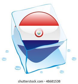 fully editable vector illustration of paraguay button flag frozen in ice cube