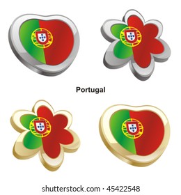 fully editable vector illustration of portugal  flag in heart and flower shape