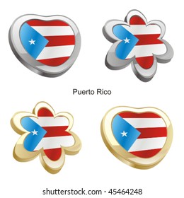 fully editable vector illustration of puerto rico flag in heart and flower shape