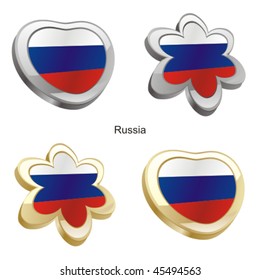 fully editable vector illustration of russia flag in heart and flower shape