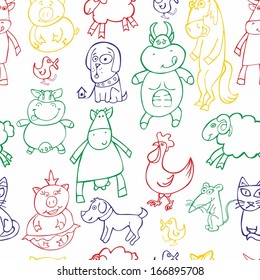 fully editable vector illustration with seamless animals