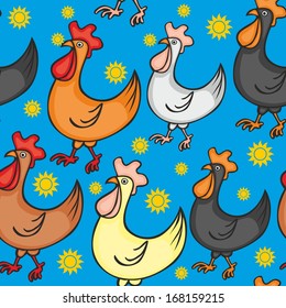 fully editable vector illustration with seamless rooster