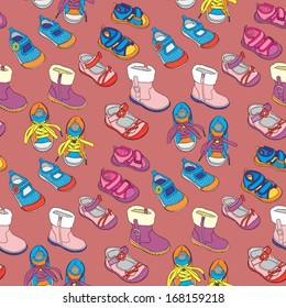 fully editable vector illustration with seamless shoes