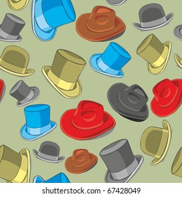 fully editable vector illustration seamless pattern isolated hats