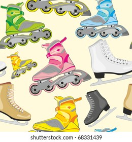 fully editable vector illustration seamless pattern isolated roller and ice skates