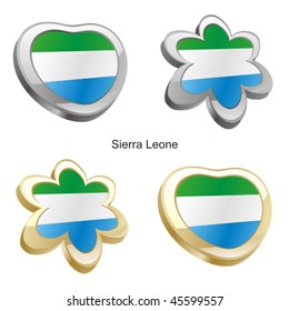 fully editable vector illustration of sierra leone flag in heart and flower shape