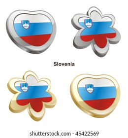 fully editable vector illustration of slovenia flag in heart and flower shape