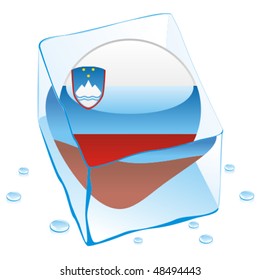 fully editable vector illustration of slovenia button flag frozen in ice cube