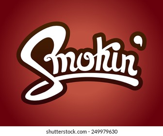 Ilustración vectorial totalmente editable de la tipografía de barbacoa de humo. El tipo está aislado en fondo degradado es adecuado para camisa, sombreros o invitaciones.