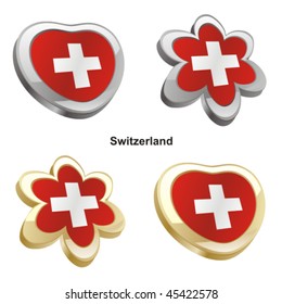 fully editable vector illustration of switzerland flag in heart and flower shape