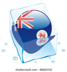 fully editable vector illustration of tasmania button flag frozen in ice cube