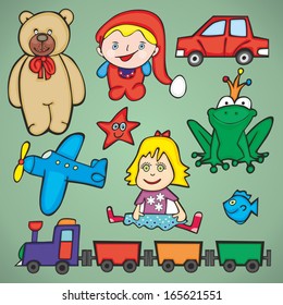 fully editable vector illustration toys