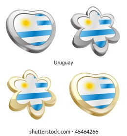 fully editable vector illustration of uruguay flag in heart and flower shape
