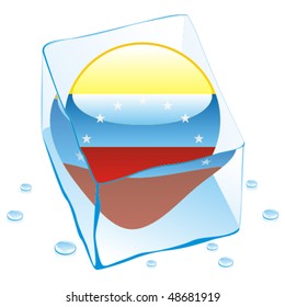 fully editable vector illustration of venezuela button flag frozen in ice cube