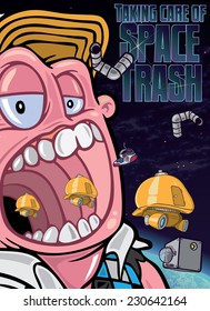 Fully editable vector illustration of an weird character in space
