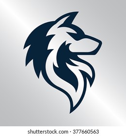 Fully editable vector illustration of a wolf logo. 