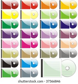 fully editable vector twenty-five colored CD and case ready to use