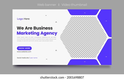 Diseño de miniaturas de vídeo totalmente editable para abrir tutoriales de vídeo. Miniatura personalizable para negocios de talleres en vivo y seminarios web. plantilla de banner web. Foto de portada de vídeo para servicios de vídeo, Internet