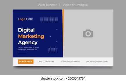 Fully Editable video thumbnail design for opening video tutorials. Customizable thumbnail for live workshop business and webinar. web banner template. Video cover photo for video services, internet